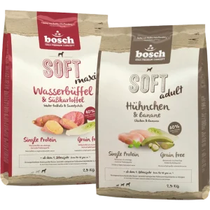 Kombipaket bosch HPC Soft Maxi Wasserbüffel & Süßkartoffel 2,5 kg + bosch HPC Soft Hühnchen & Bananen 2,5 kg