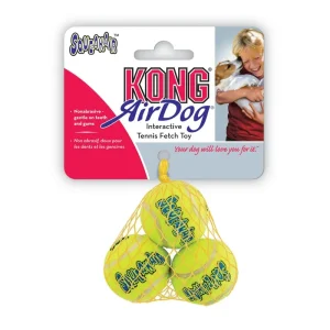 KONG AirDog Squeakair Tennisbälle mit Quietscher für Hunde – Zahnschonendes Apportierspielzeug