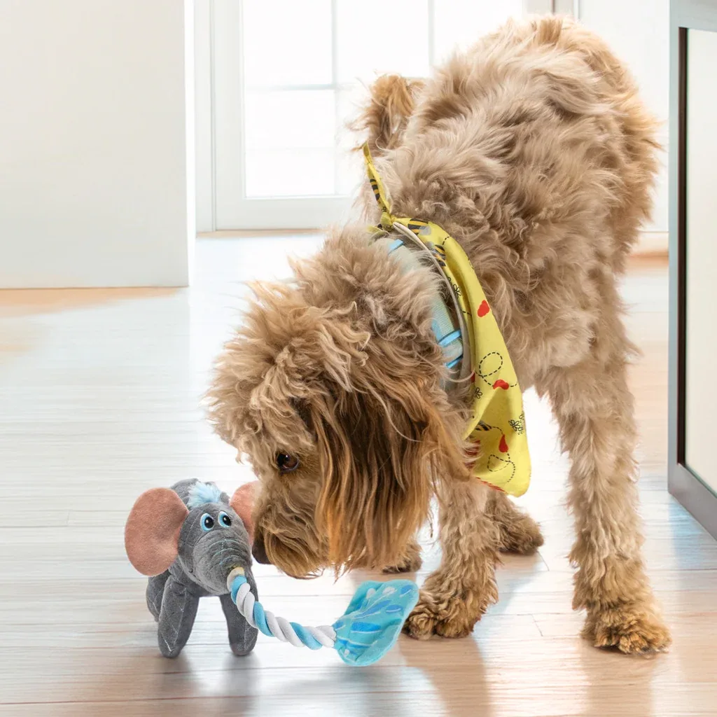 KONG Bendeez Elephant Hundespielzeug – Plüsch & Seil mit Quietscher - Image 2