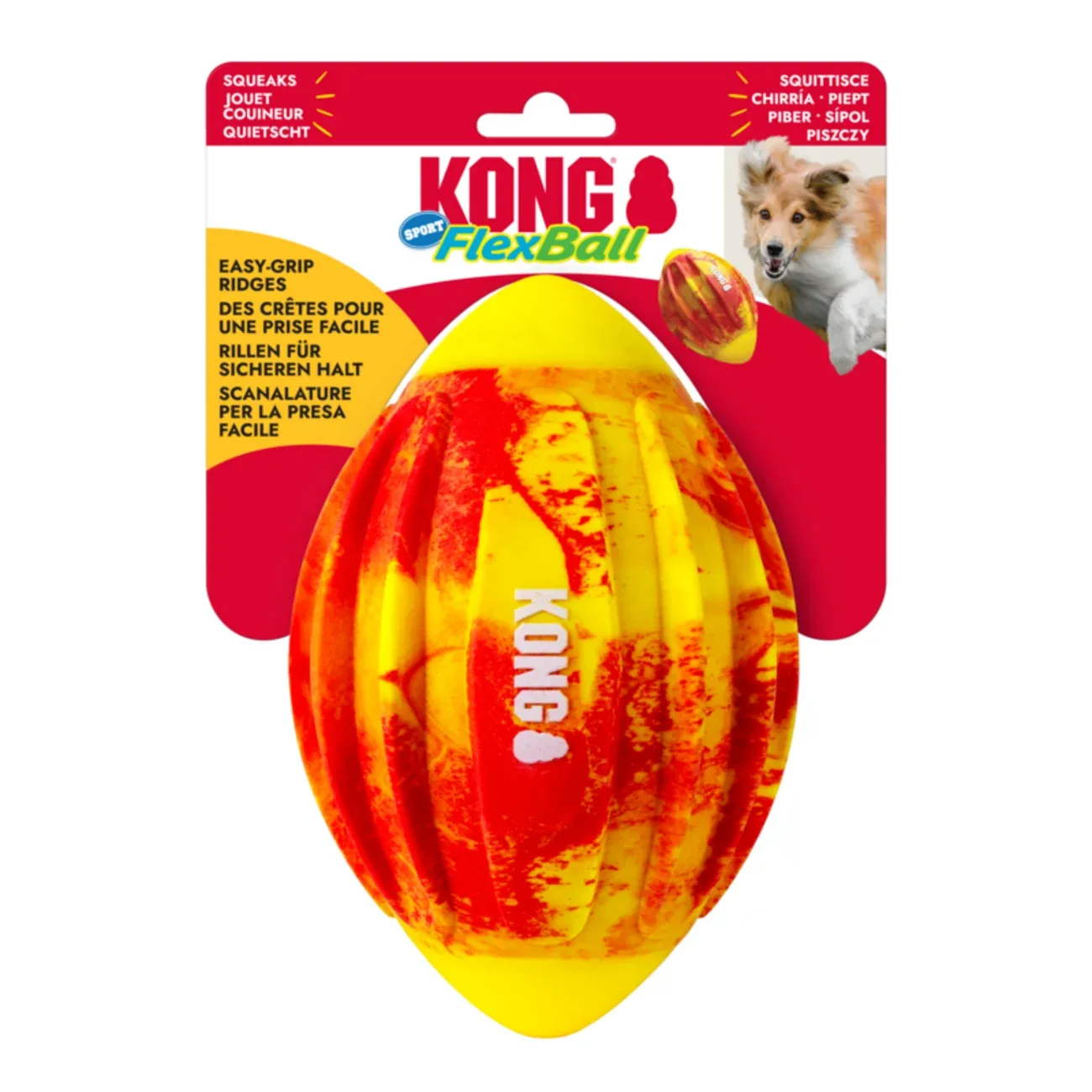 KONG Flexball Sport Football – Robustes Hundespielzeug mit Piepser & schwimmfähig - Image 2