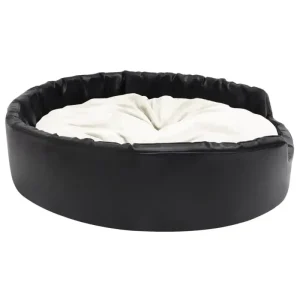 Kratzfester Sofabezug Hundebett Schwarz-Beige 99x89x21 cm Plüsch und Kunstleder - HaustierPro