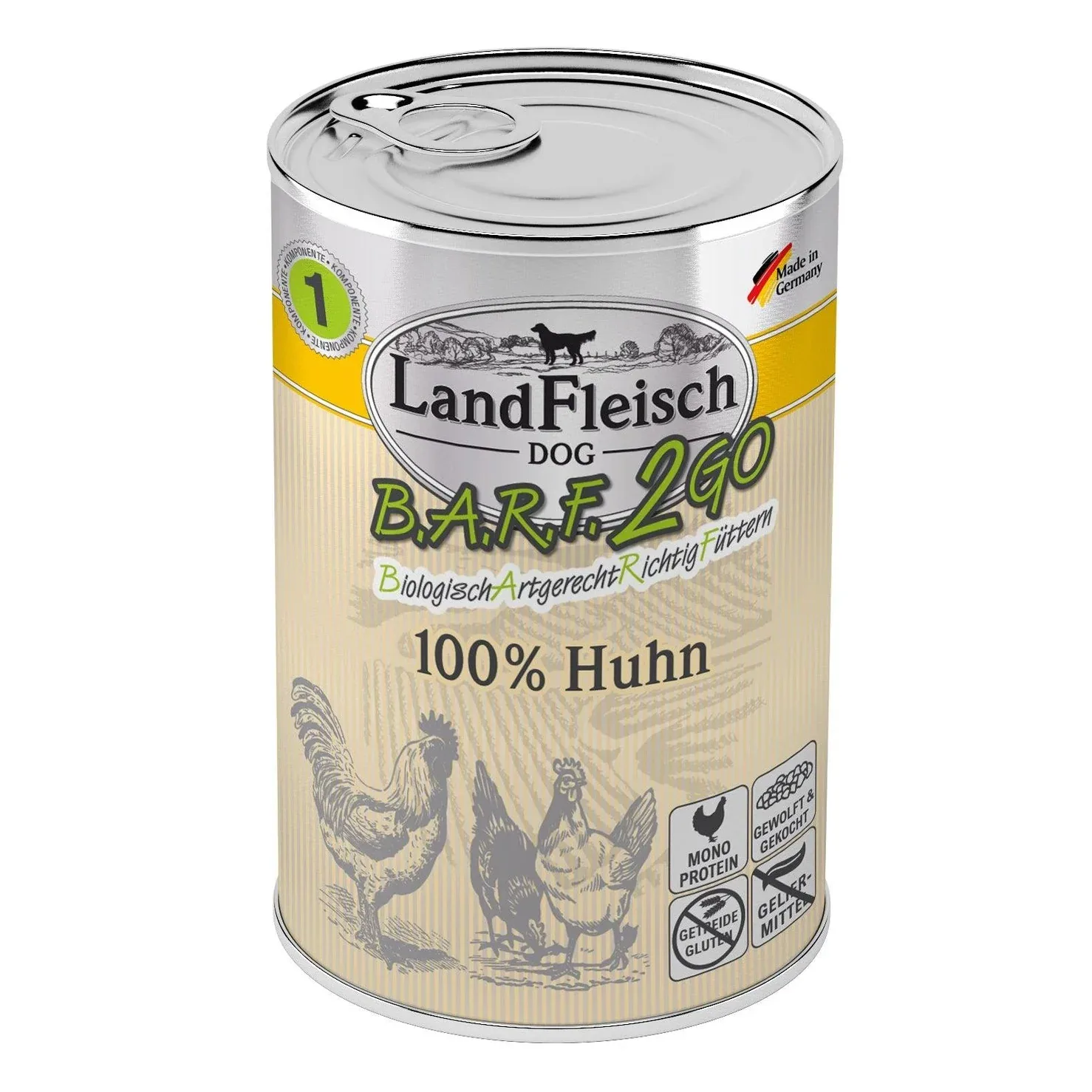 Landfleisch BARF2GO für Hunde 100% Huhn