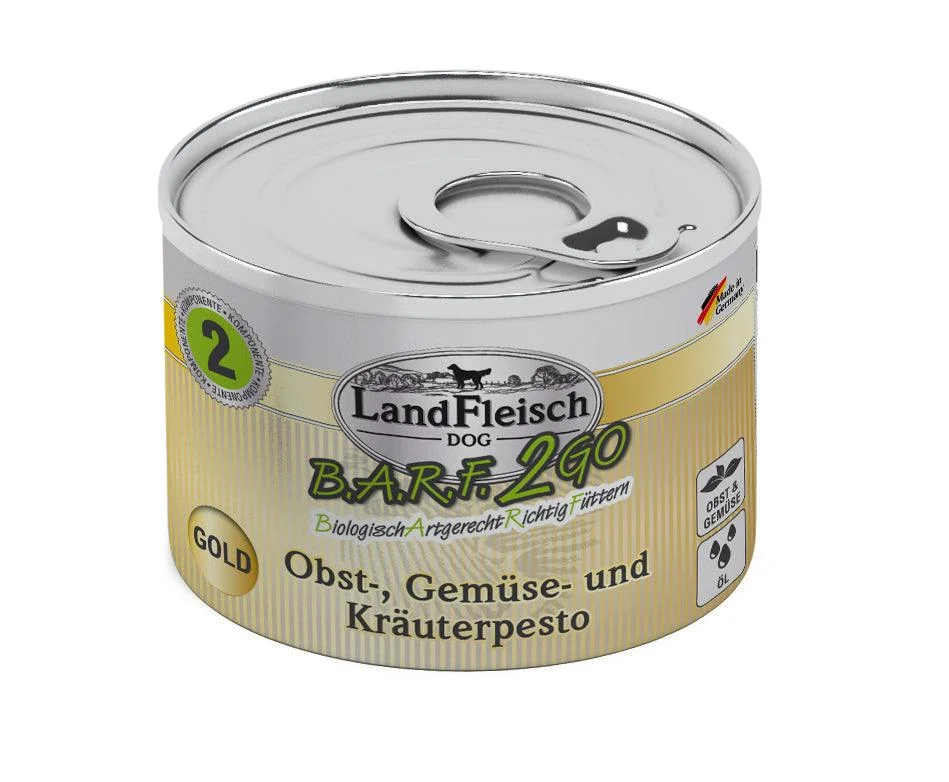 Landfleisch BARF2GO für Hunde Pesto gold