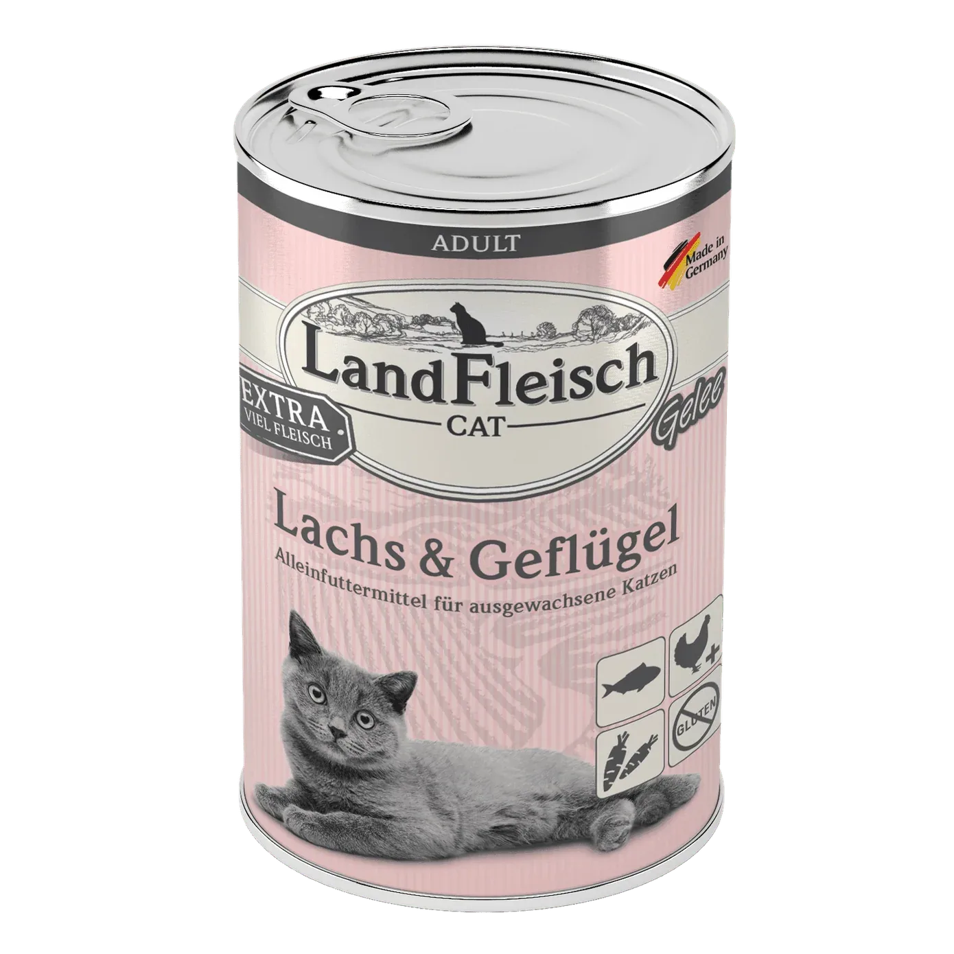 LandFleisch Cat Adult Gelee Lachs & Geflügel