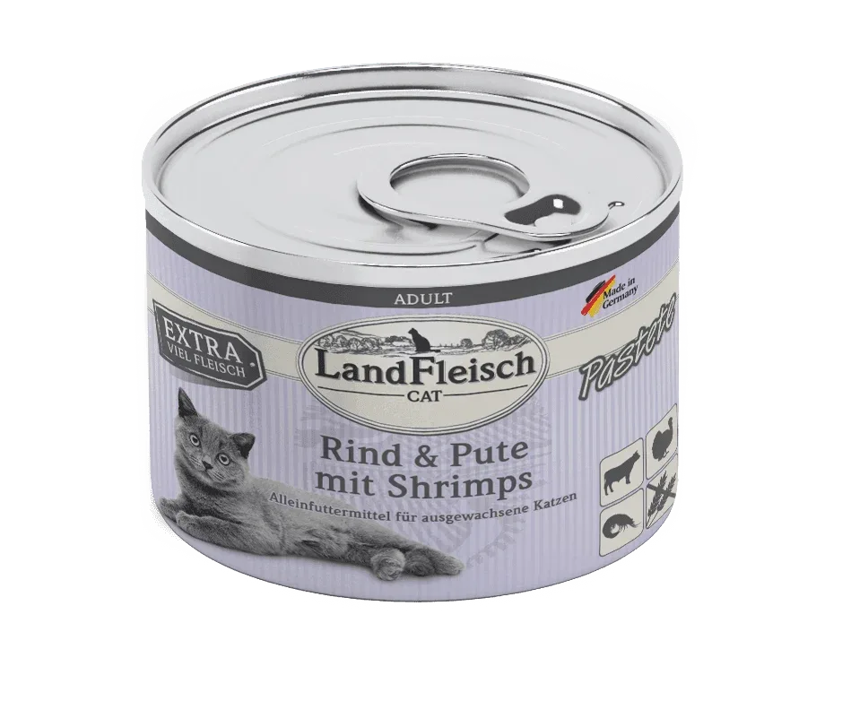 LandFleisch Cat Adult Pastete Rind & Pute mit Shrimps - Image 2