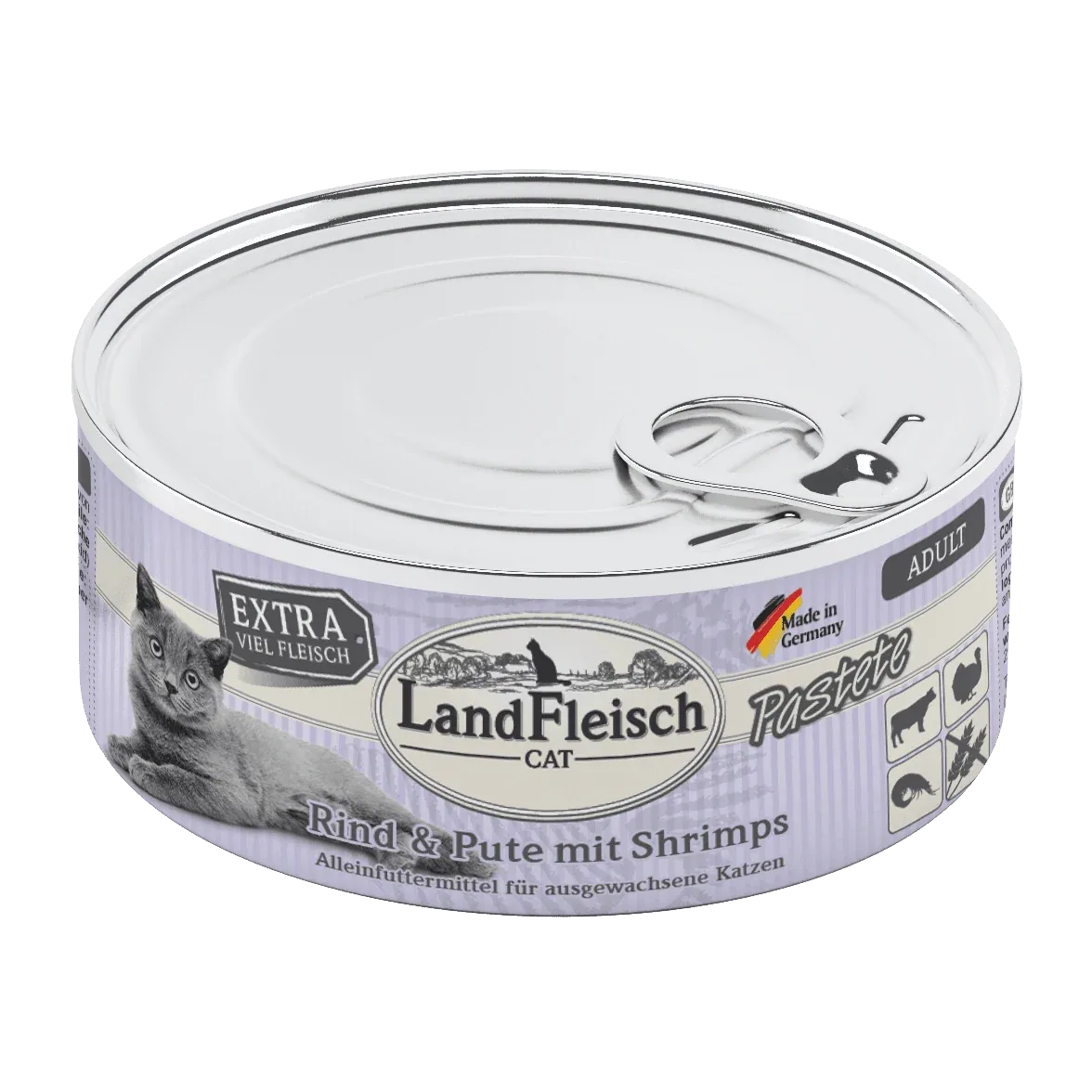 LandFleisch Cat Adult Pastete Rind & Pute mit Shrimps