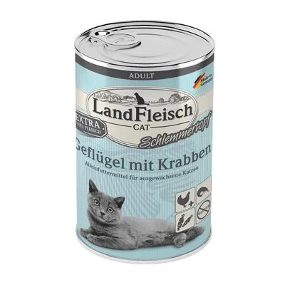 LandFleisch Cat Adult Schlemmertopf 6x400g Geflügel & Krabbe