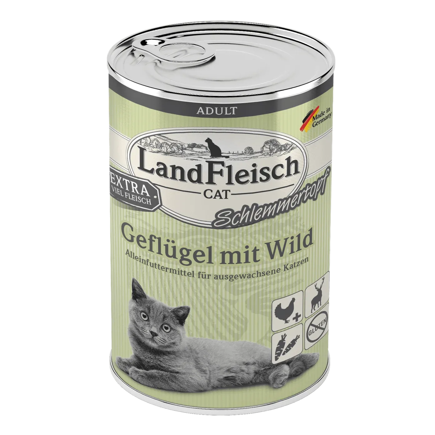 LandFleisch Cat Adult Schlemmertopf Geflügel mit Wild