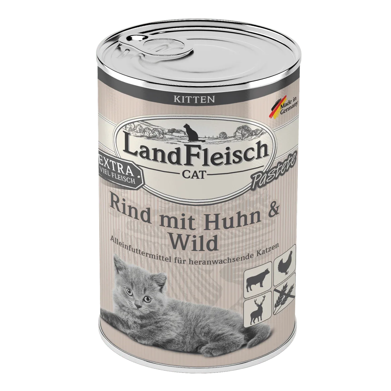 Landfleisch Cat Kitten Pastete Rind mit Huhn & Wild
