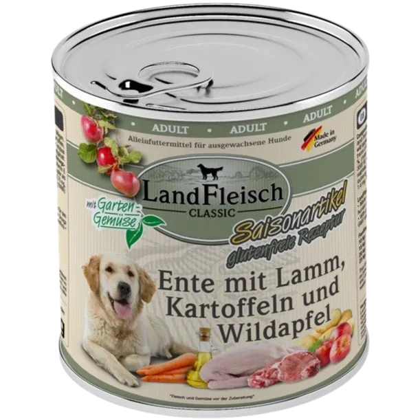 LandFleisch Dog Classic Ente mit Lamm, Kartoffeln & Wildapfel 800 g