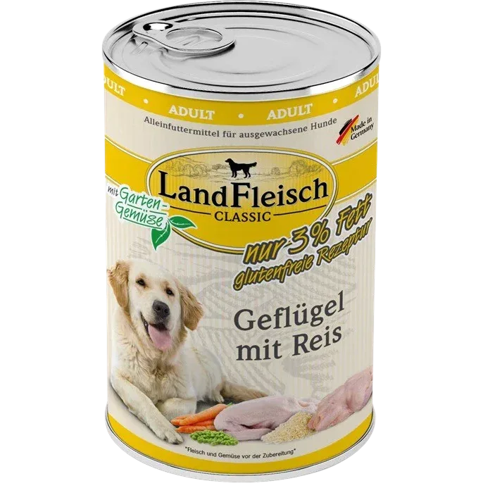 LandFleisch Dog Classic Geflügel mit Reis extra mager 400 g