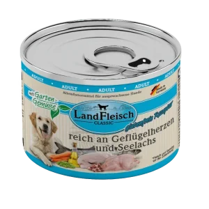 Landfleisch Dog Classic Geflügelherzen und Seelachs mit Gartengemüse