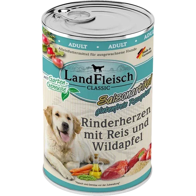 LandFleisch Dog Classic Rinderherz mit Wildapfel 400 g