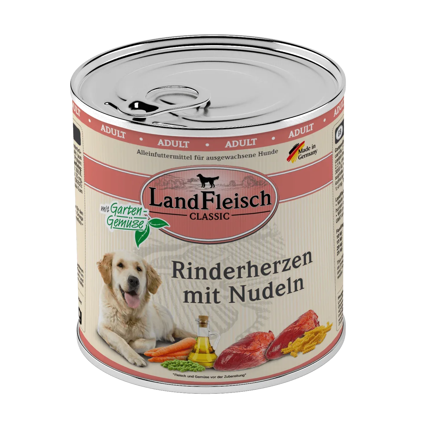 Landfleisch Dog Classic Rinderherzen mit Nudeln und Gartengemüse - Image 2