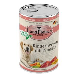 Landfleisch Dog Classic Rinderherzen mit Nudeln und Gartengemüse