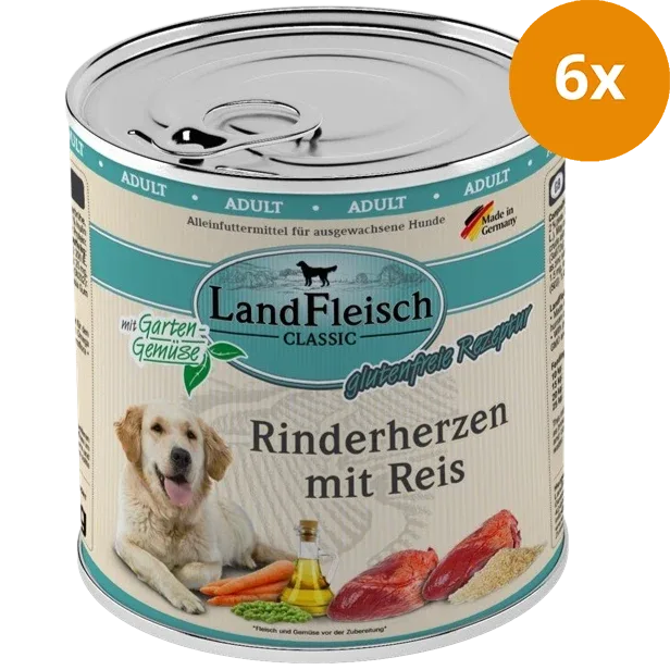LandFleisch Dog Classic Rinderherzen mit Reis 800 g - Image 2