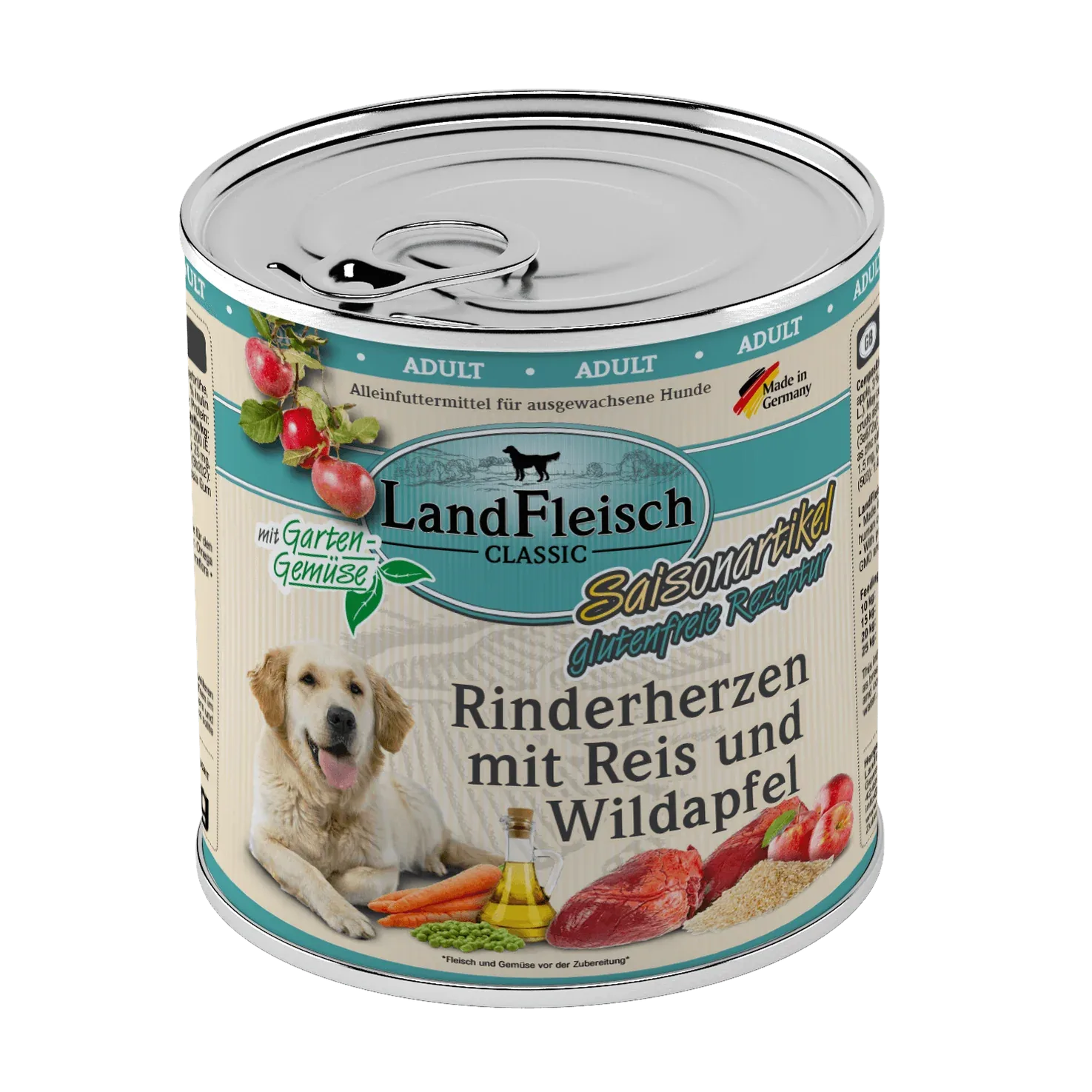 Landfleisch Dog Classic Rinderherzen mit Reis, Wildapfel und Gartengemüse - Image 2