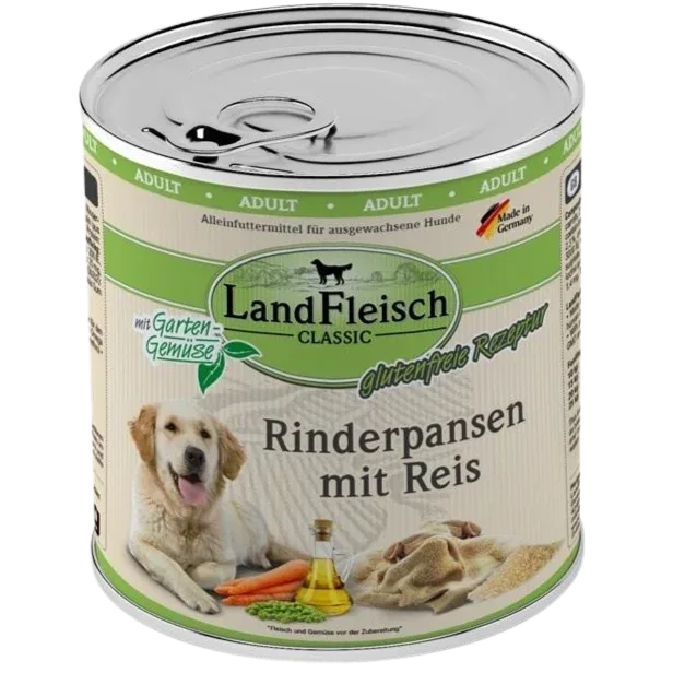 LandFleisch Dog Classic Rinderpansen mit Reis 800 g