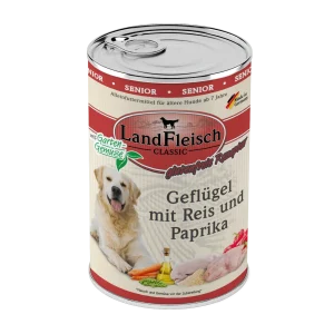 Landfleisch Dog Classic Senior Geflügel mit Reis und Paprika mit Gartengemüse