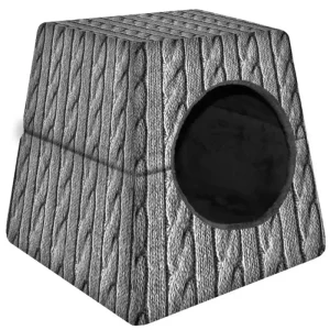 Leicht zu reinigendes Bertoni 2-in-1 Hunde- /Katzenhaus Katzenhöhle Hundebett Katzenbett Hunde Katze Zwinger Bett Schlafplatz 55x55x45cm (Zopf) - HaustierPro
