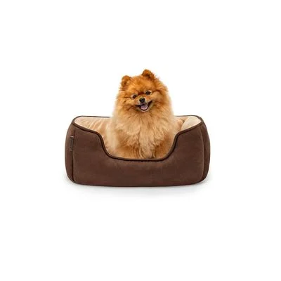 lionto 2-in-1 Hundebett, wendbar, weich und pflegeleicht 60x50 cm / braun/beige