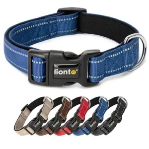 lionto Hundehalsband aus Nylon, gepolstert, 360° reflektierend XS 20-30 cm / blau