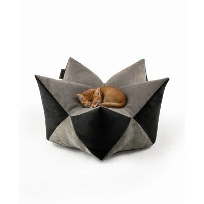 lionto Sternenkissen für Katzen mit weicher PP-Cotton-Füllung 60x35 cm / grau/schwarz