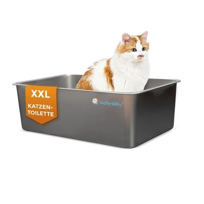 Lucky-Kitty Katzentoilette XXL Edelstahl mattiert 1 Stück