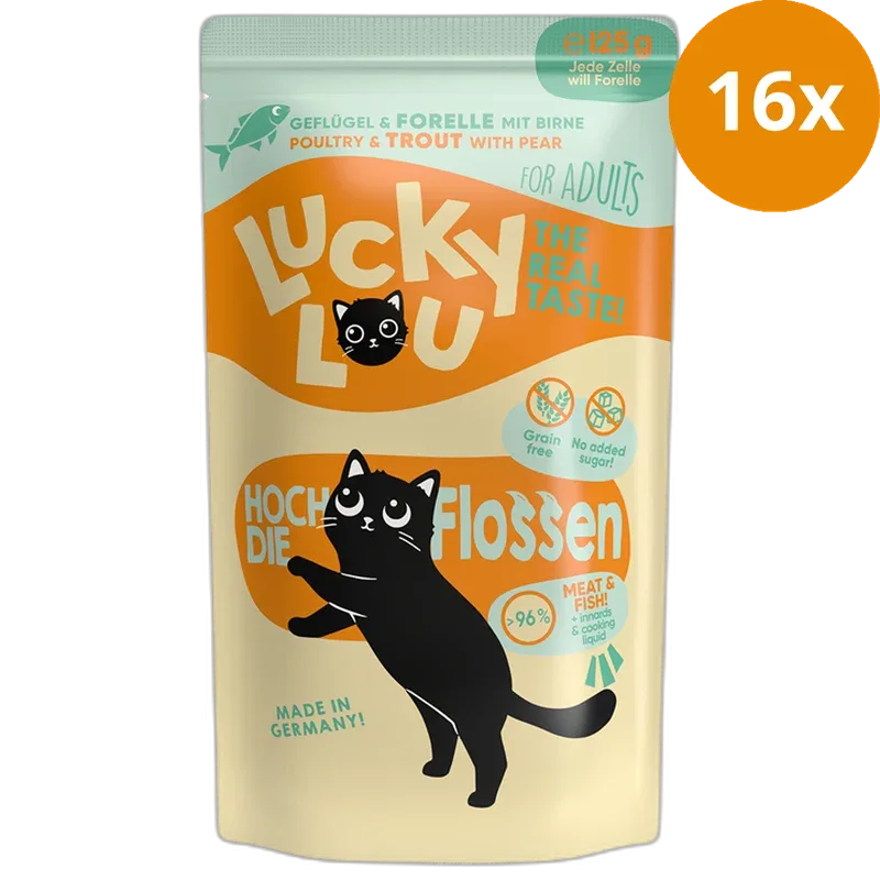 Lucky Lou PB Lifestage Adult Geflügel + Forelle 125 g - Image 2