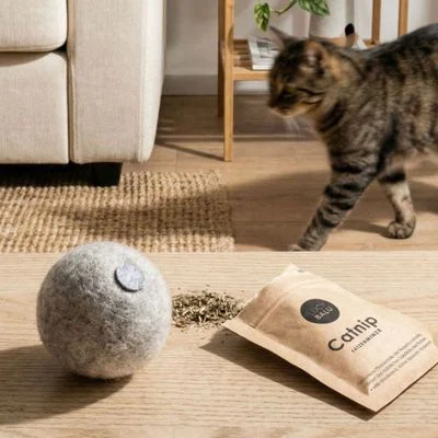 LucyBalu Filzball mit Katzenminze MINT BALL 1 Stück - Grau
