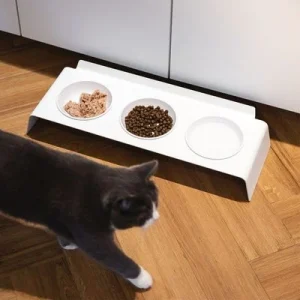 LucyBalu Futterstation BUFFET Weiß - 3 Futterschalen