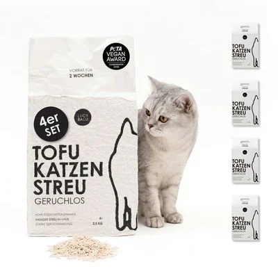 LucyBalu Katzenstreu TOFU 4 Beutel - Ohne Duft