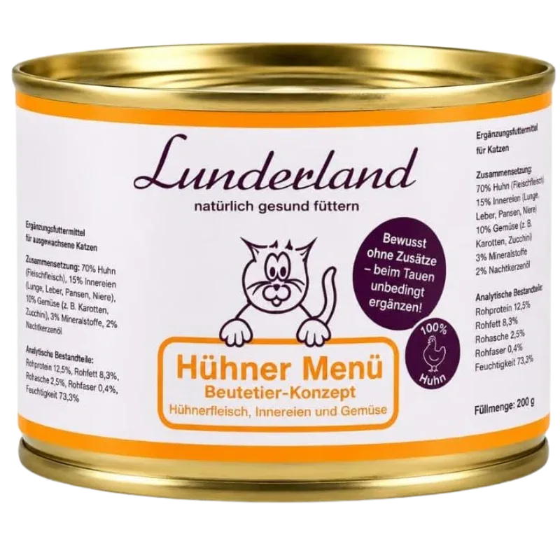 Lunderland Hühner Menü für Katzen 200 g