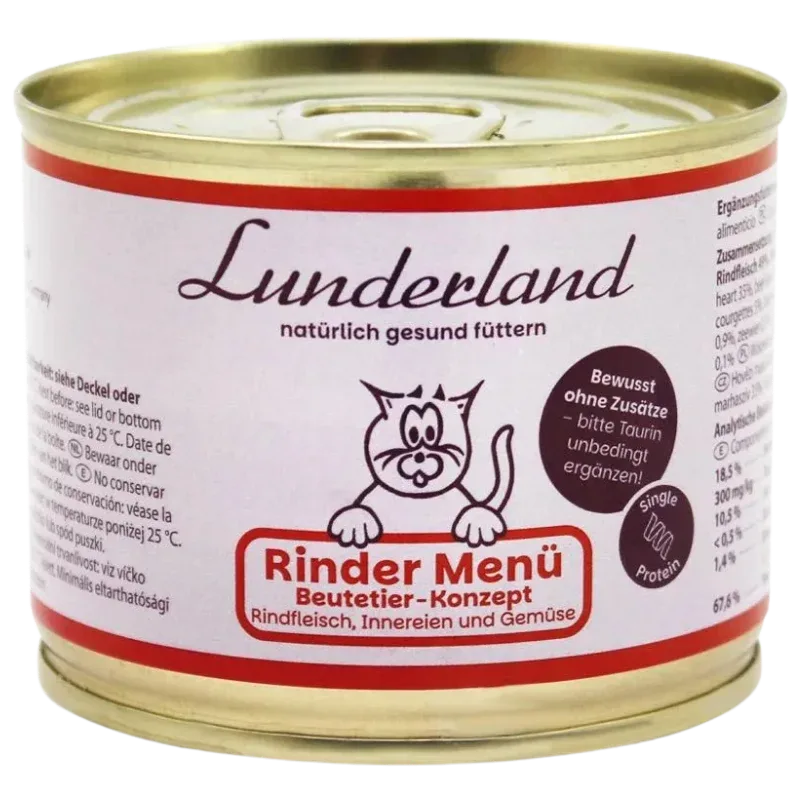Lunderland Rinder Menü für Katzen 200 g