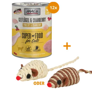 MAC's Cat Geflügel & Cranberry 12 x 800 g + GRATIS TRIXIE Spielmaus