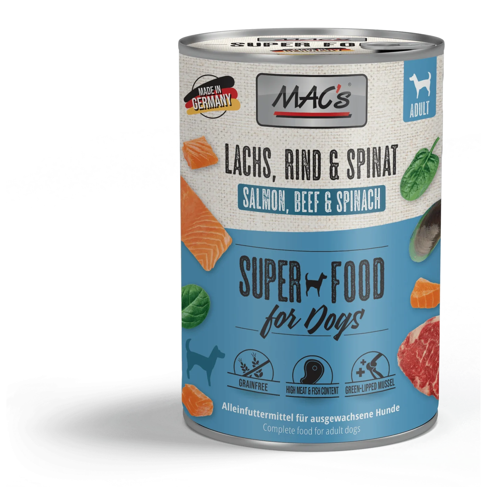 MAC's Dog Lachs, Rind & Spinat