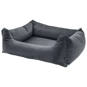 Madison Hundebett Samt 80x67x22 cm Grau für Hundesofa & Auto - HaustierPro