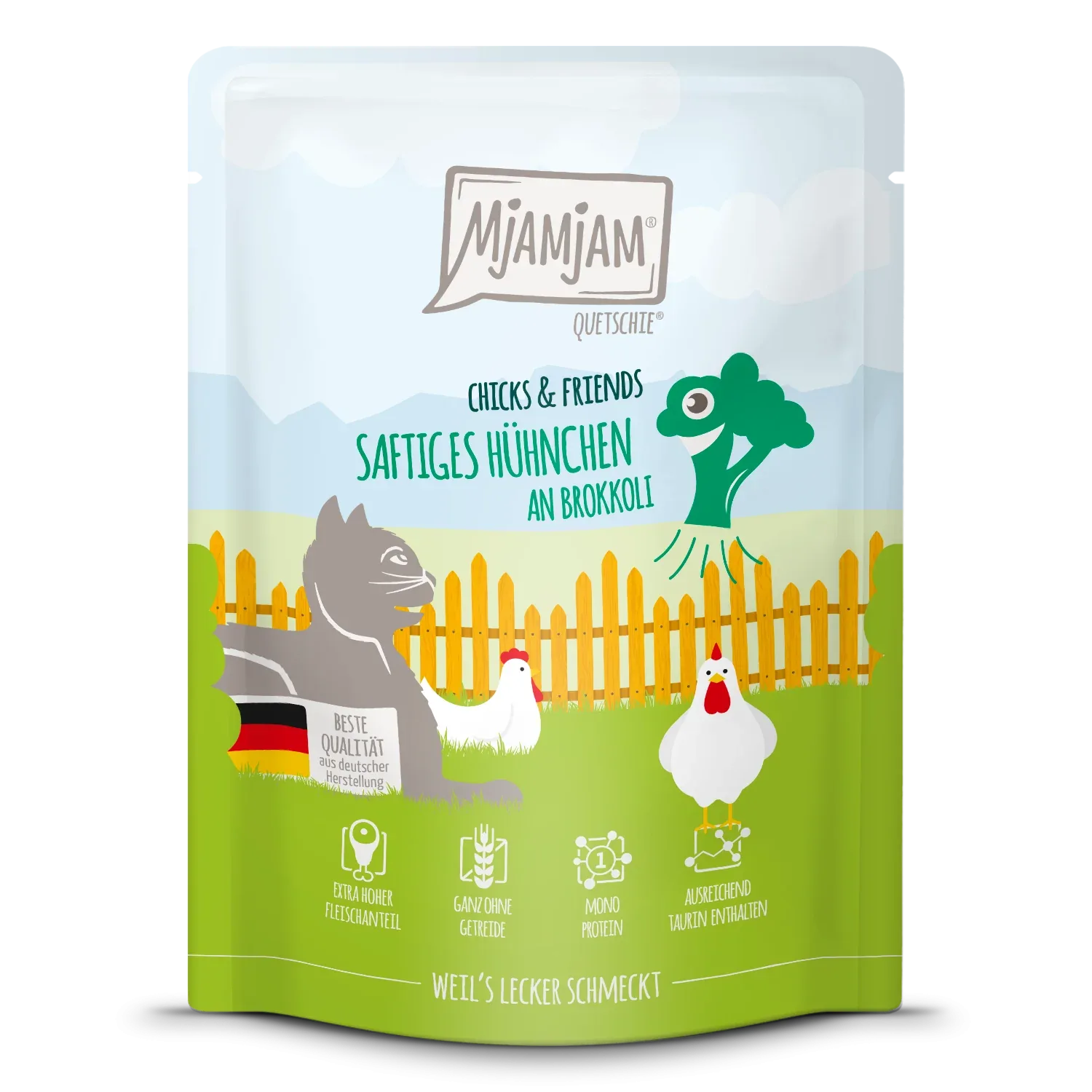 MjAMjAM - Katze - Chicks & Friends saftiges Hühnchen an Brokkoli