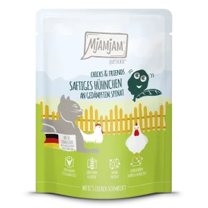 MjAMjAM - Katze - Chicks & Friends saftiges Hühnchen an gedämpftem Spinat