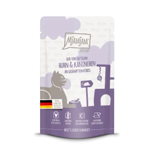 MjAMjAM - Katze - Quetschie - DUO von saftigem Hühnchen & Kaninchen an gedämpftem Kürbis