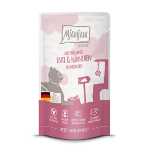 MjAMjAM - Katze - Quetschie - DUO von zarter Ente & saftigem Hühnchen an Möhrchen