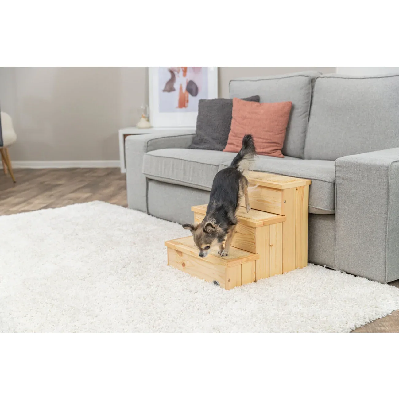Möbel Treppe für Hunde und Katzen aus Kiefer mit Staurraum - Image 2