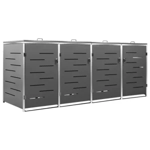 Mülltonnenbox 4 Tonnen 276,5x77,5x115,5 cm Edelstahl anthrazit Mülltonnenverkleidung - HaustierPro