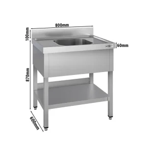 Nachhaltig hergestellt Spültisch ECO - 800x600mm - mit Grundboden & 1 Becken - HaustierPro