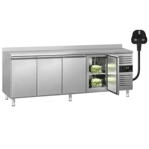 Nachhaltiges Kühltisch ECO - 2230x700mm - mit 4 Türen & mit Aufkantung - Für UK - HaustierPro