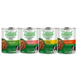 Natural Trainer Bocconcini Adult Medium & Maxi Chunks 415 g Mix: 12 x 415 g (Huhn, Truthahn, Lachs, Lamm)