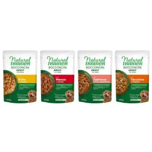 Natural Trainer Bocconcini Adult Small & Toy Häppchen in Sauce Mix 12 x 100 g (Huhn, Rind, Lachs, Truthahn)