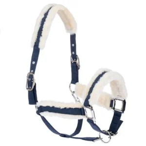 Nomad Tales Halfter mit Kunstfellbesatz, marineblau Pony