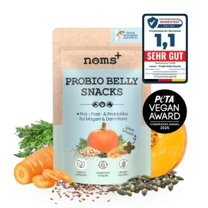 noms+ Probio Belly Snacks für Hunde mit BIOTICS³-Komplex: Präbiotika, Probiotika & Postbiotika