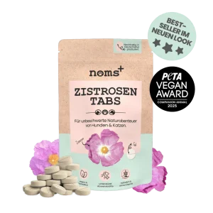 noms+ Zistrosen Tabs - 100% natürliches Zistrosen-Leckerli für Wald- & Wiesenspaziergänge